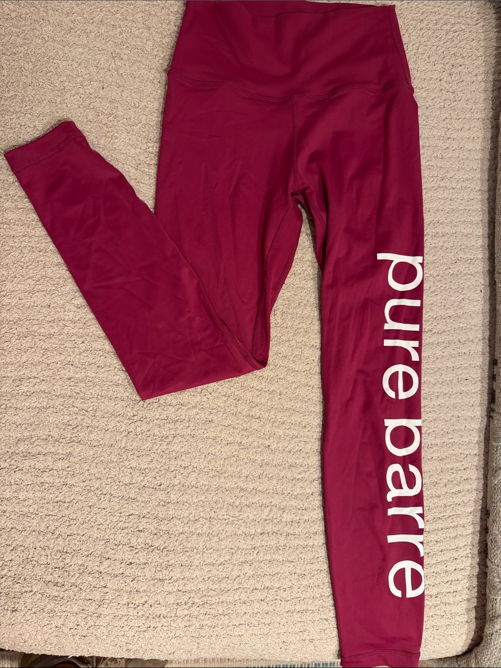 Pure Barre Ladies M Wine High-Rise Leggings with White Side Logo
